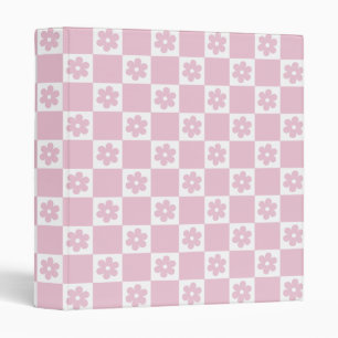 Pink Flower checked pattern 3 Ring Binder