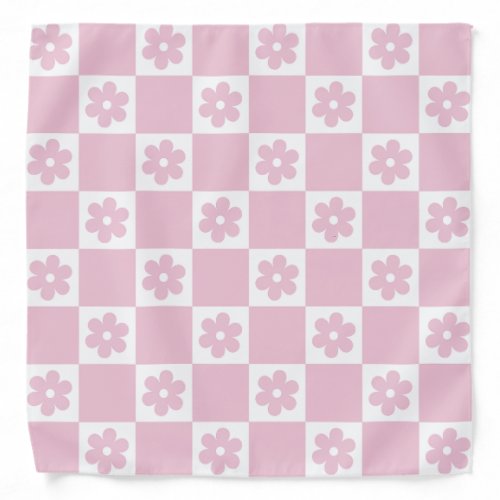 Pink Flower checked pattern Bandana