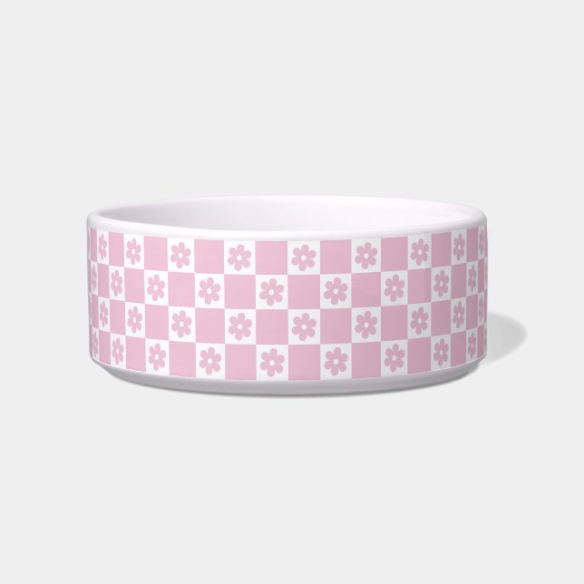 Pink Flower checked pattern  Bowl (Front)