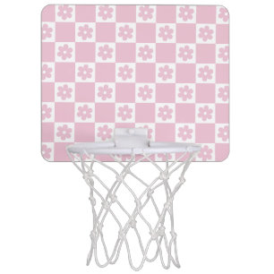 Pink Flower checked pattern Mini Basketball Hoop