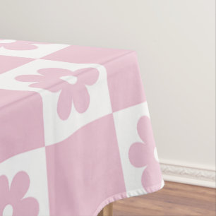 Pink Flower checked pattern Tablecloth