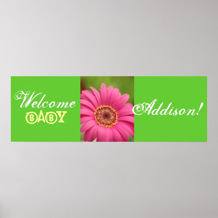 Pink "Flower Child" Baby Shower Banner Posters