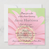 Pink "Flower Child" Sonogram Shower Invite-square Invitation (Back)