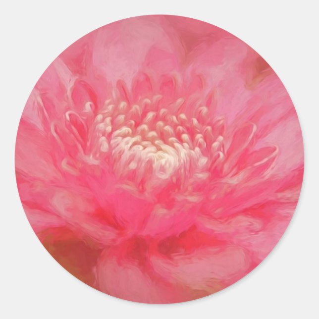 Pink Flower Classic Round Sticker (Front)