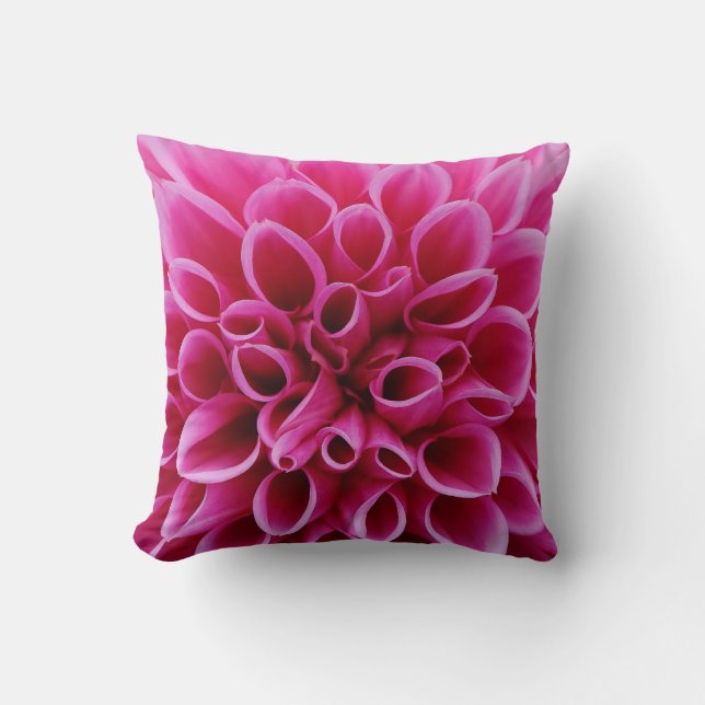 Pink Flower Close-up Throw Pillow (Front)