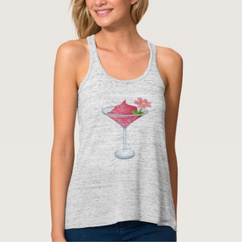 Pink Flower Cocktail Summer Refreshments Tank Top