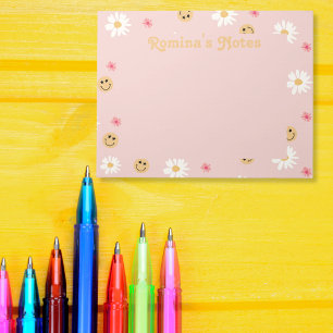 Pink flower Colorful retro pattern personalized Notepad