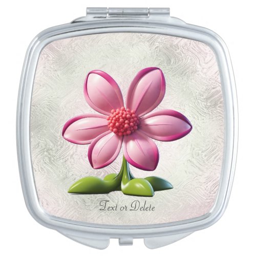 Pink Flower Compact Mirror