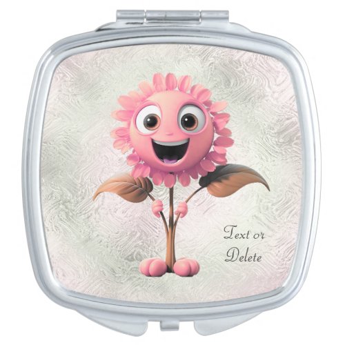 Pink Flower Compact Mirror