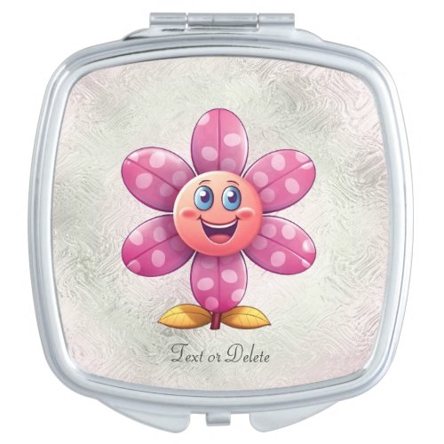 Pink Flower Compact Mirror