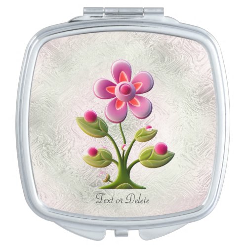 Pink Flower Compact Mirror