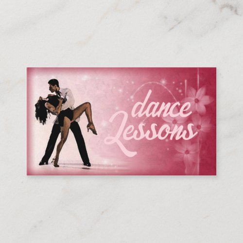 Pink Flower Couple Dance Studio Business Card