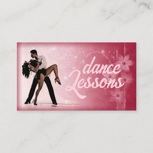 Customizable Pink Flower Couple Dance Studio Business Card
