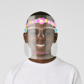 Pink Flower Crown Illustration Kid Girl Name Face Shield (Insitu)