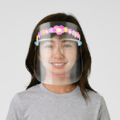 Pink Flower Crown Illustration Kid Girl Name Face Shield (Insitu)