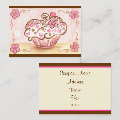 Customizable Flower Cupcake Business Card