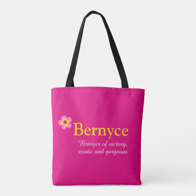 Pink flower custom Bernyce name meaning Tote Bag (Back)