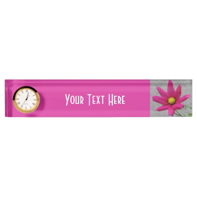 Pink Flower custom desk name plate (Front)