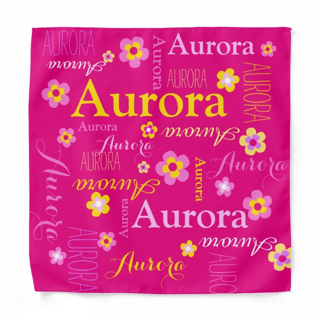 Pink flower custom name Aurora and meaning Bandana (Front)