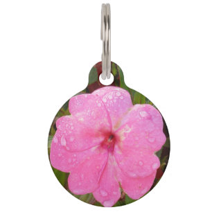Pink Flower custom pet tags
