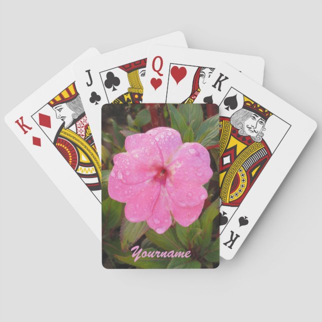 Pink Flower custom playing cards (Back)