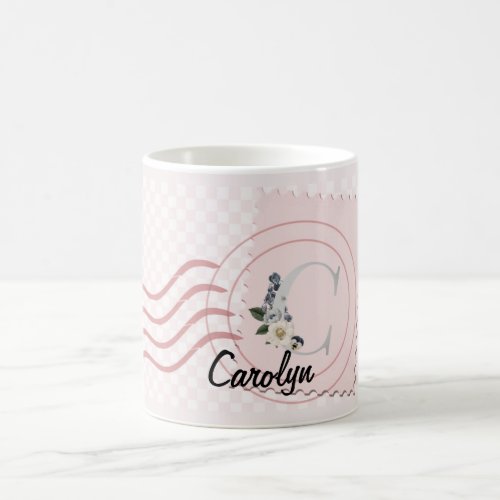 Pink flower decorated capital C  Coffee Mug