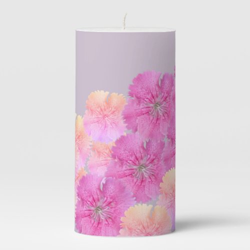 Pink Flower design Pillar Candle