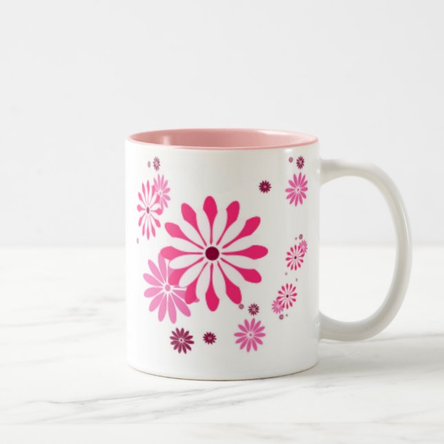 PINK FLOWER DESIGNER MUGS - COFFEE - GIFTS (Right)