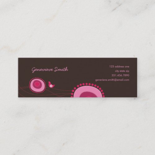 Pink Flower Dots and Happy Bird Fun Profile Card / Business Card Template