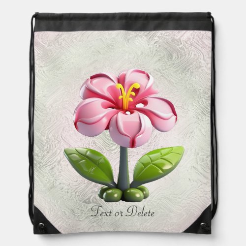 Pink Flower Drawstring Backpack