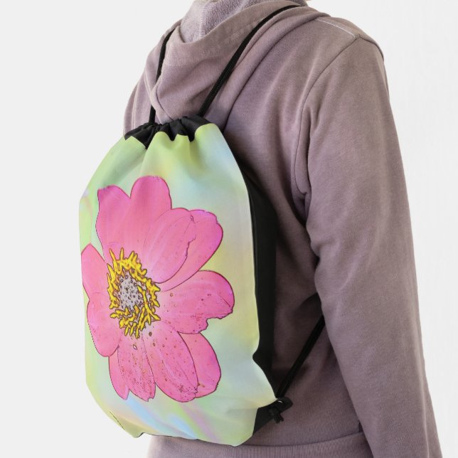 Pink Flower Drawstring Backpack (Insitu)