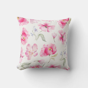 Pink Flower Elegant Watercolor Pattern pillow