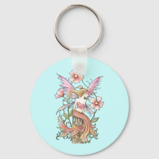 Pink Flower Fairy Art Keychain