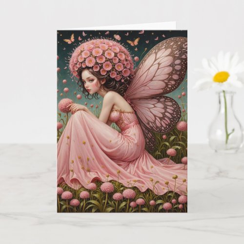 Pink Flower Fairy Card