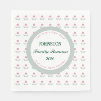 Pink Flower Family Reunion Paper Napkins