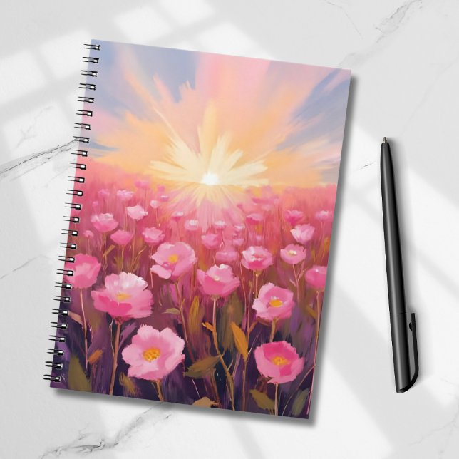 Pink Flower Field Watercolor Floral Notebook (Creator Uploaded)