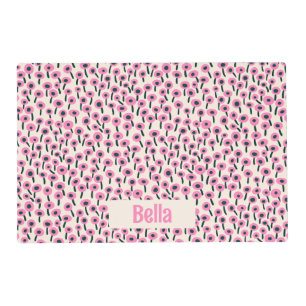 Pink Flower Field with your Name - Pet Placemat