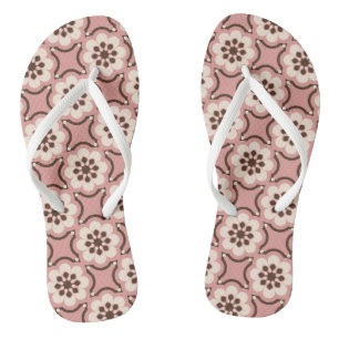 Pink flower flip flops