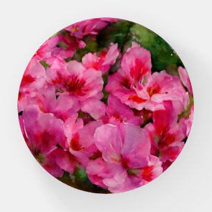 Pink Flower Floral Art Glass Paperweight