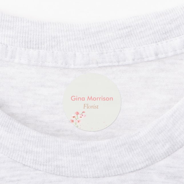 Pink flower floral gray employee labels (Affixed)
