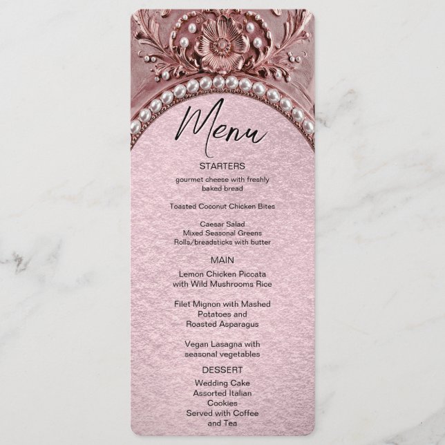 Pink Flower Floral Menu (Front)
