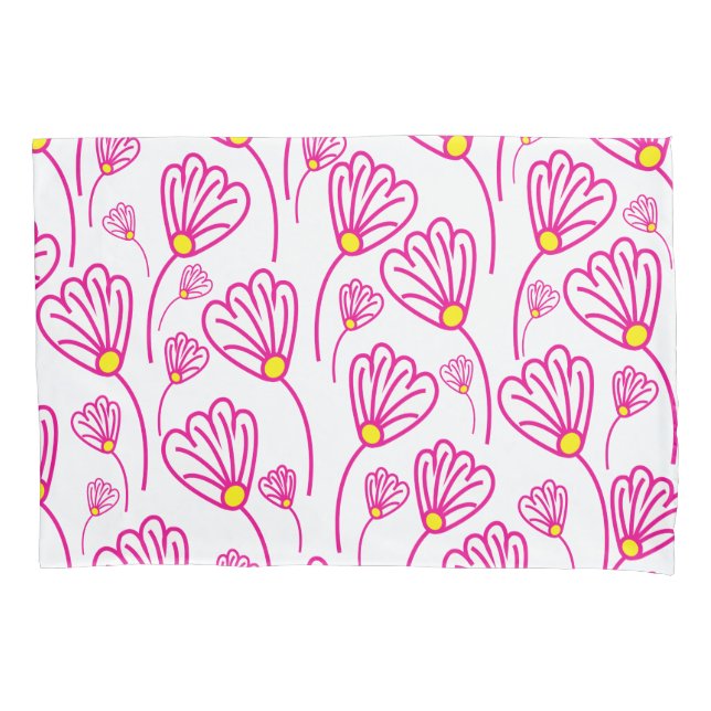 Pink Flower Floral Pillow Case (Front)