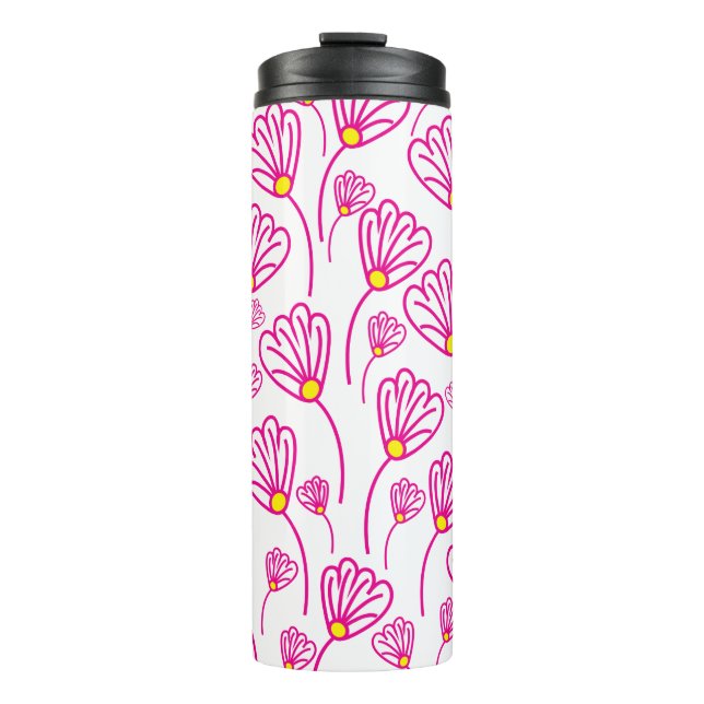 Pink Flower Floral Thermal Tumbler (Front)