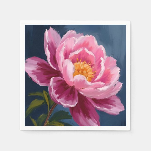 Pink Flower Floral Watercolor Painting Napkins (Front)