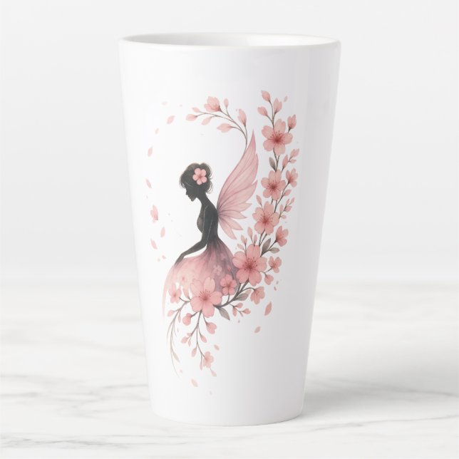 Pink Flower Flower Fairy of Sakura Latte Mug (Front)