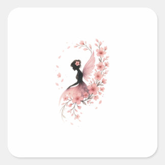 Pink Flower Flower Fairy of Sakura Square Sticker
