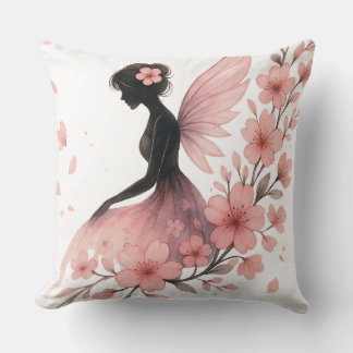 Pink Flower Flower Fairy of Sakura Throw Pillow
