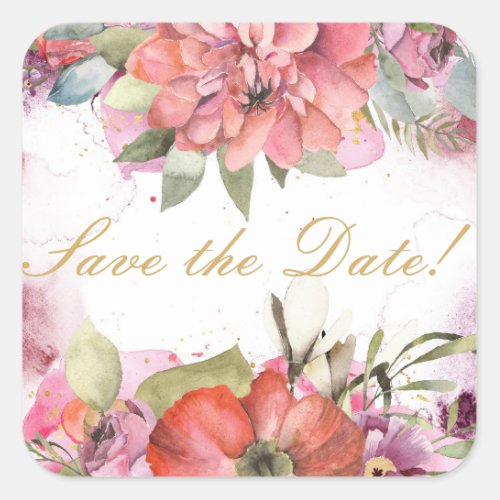 Pink flower frame PERSONALIZED Square Sticker