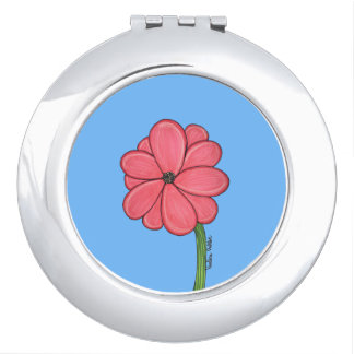Pink Flower Full with Blue background Compact Mirror