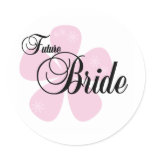 Pink Flower Future Bride Classic Round Sticker